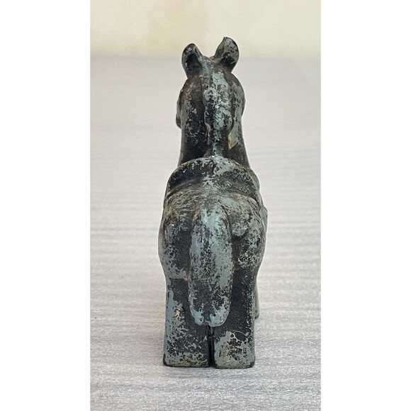 Vintage Cast Iron Chinese Tang Dynasty Style War Horse Sculpture, Patina Finish - Picture 4 of 8